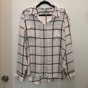 NWOT Ann Taylor LOFT WindowPane Button Up Blouse